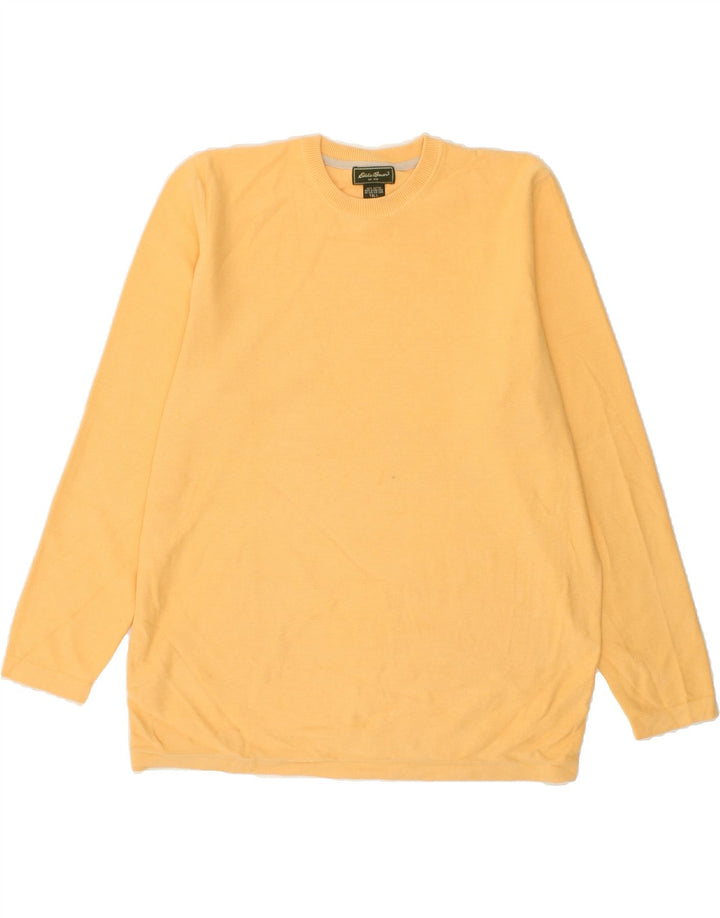 EDDIE BAUER Mens Tall Crew Neck Jumper Sweater XL Yellow Cotton Vintage Eddie Bauer and Second-Hand Eddie Bauer from Messina Hembry 