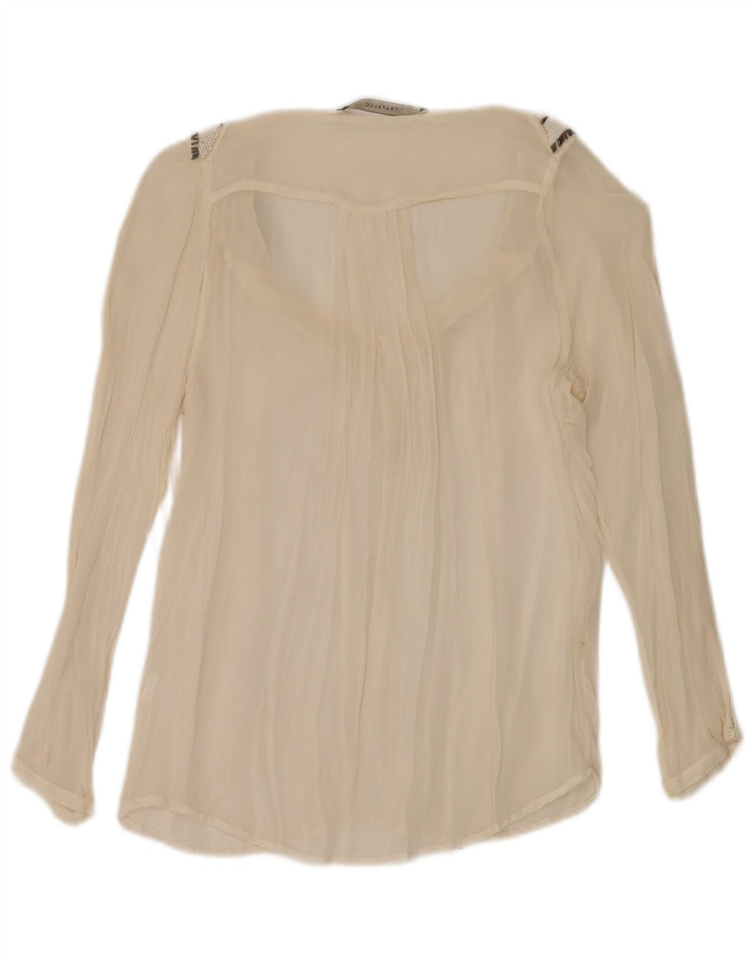 Zara blusa feminina oversized transparente de manga comprida top Reino Unido 10 pequeno bege