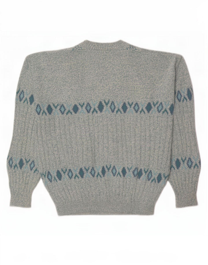 Suéter masculino North Pole Evolution com decote em V azul médio geométrico