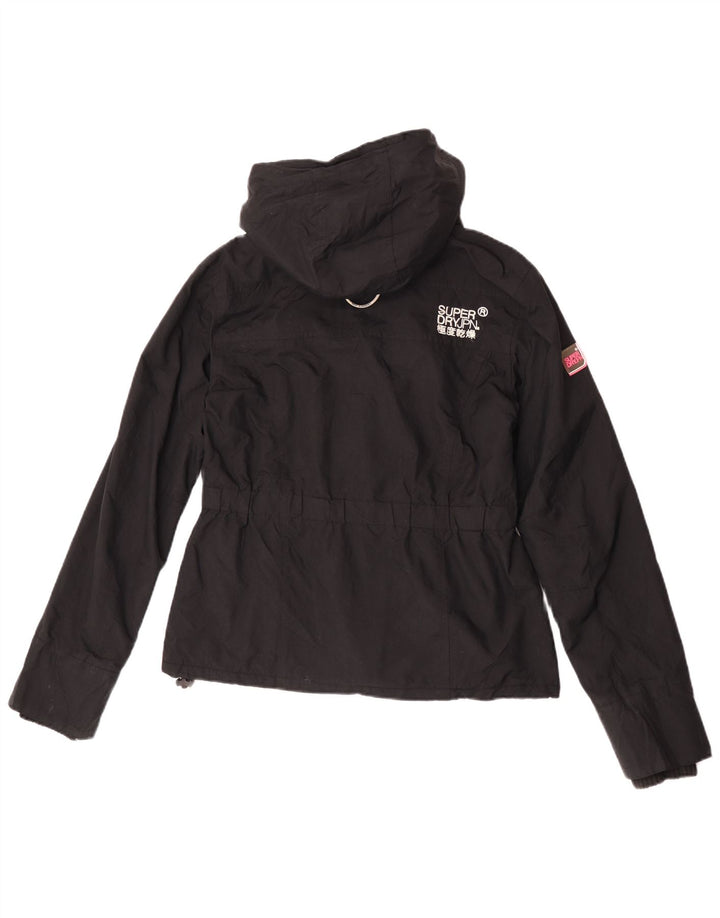 Jaqueta corta-vento feminina Superdry com capuz gráfico UK 14 médio preto
