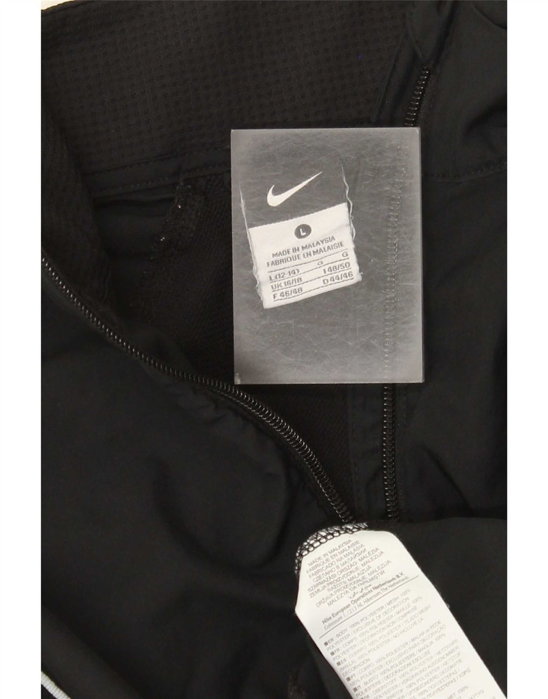 Nike Womens Tracksuit Top Jacket UK 16/18 Grande Preto Poliéster