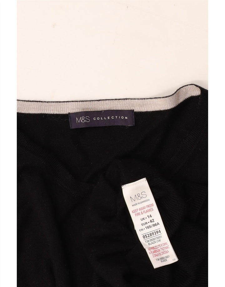 Suéter cardigã feminino MARKS & SPENCER Reino Unido 14 viscose preta média