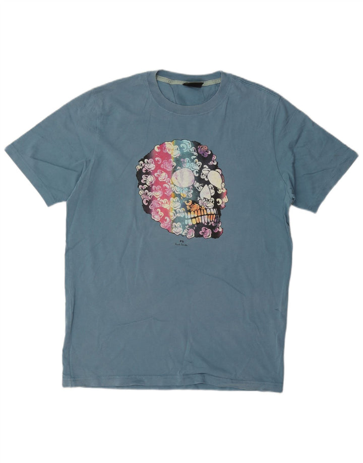 Camiseta masculina Paul Smith com estampa gráfica de algodão azul médio