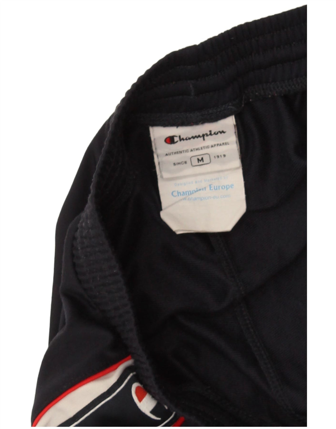 Calça esportiva masculina Champion com estampa gráfica, calça jogger média azul marinho de poliéster