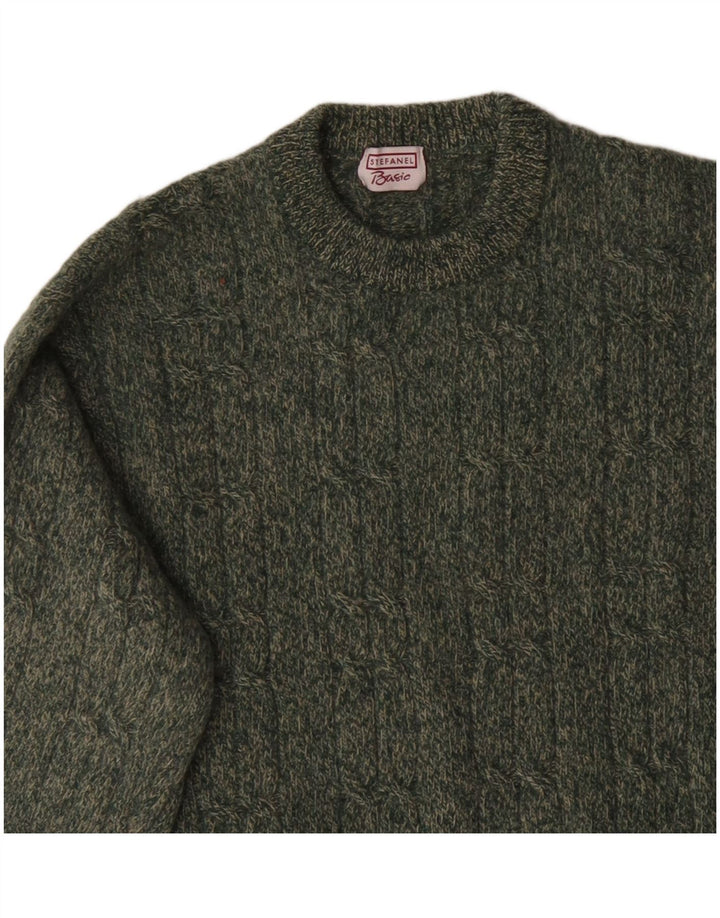 Suéter masculino Stefanel com gola redonda, pequeno verde manchado