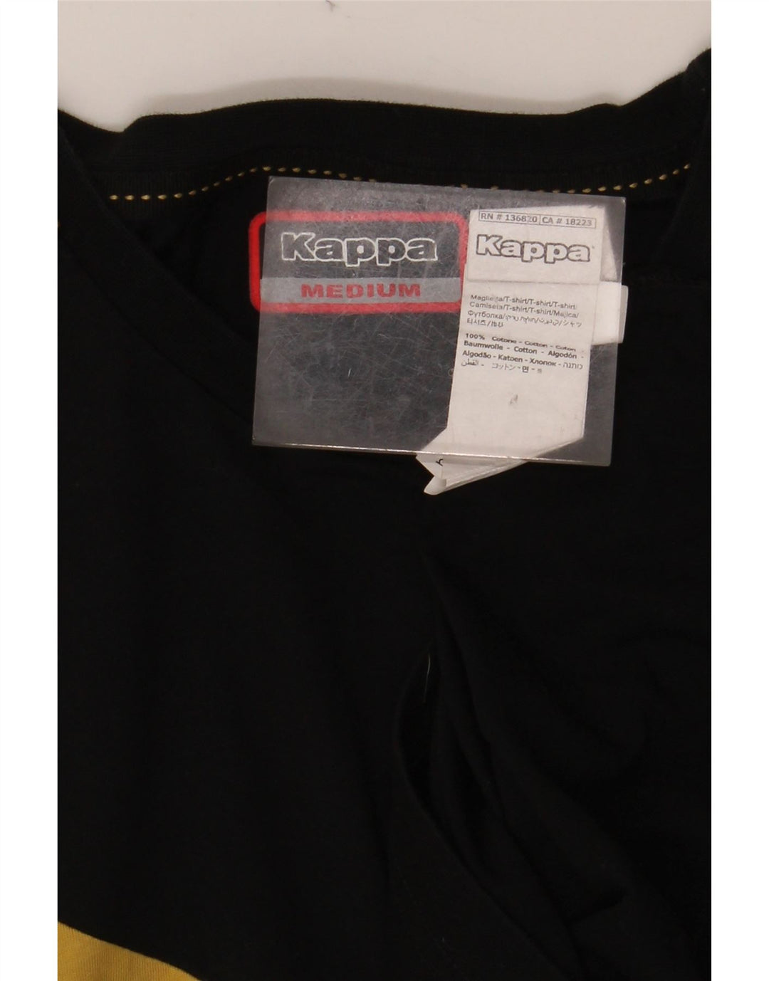 Camiseta gráfica masculina KAPPA Top médio preto colorblock algodão