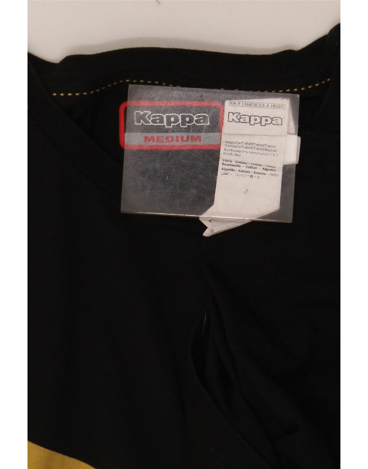 Camiseta gráfica masculina KAPPA Top médio preto colorblock algodão