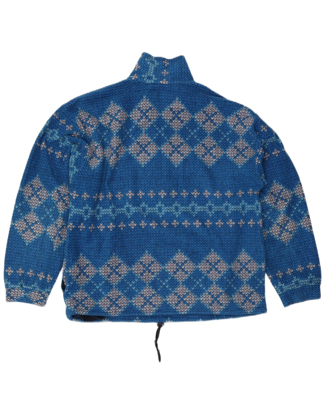 Suéter masculino vintage com decote em zíper grande azul geométrico