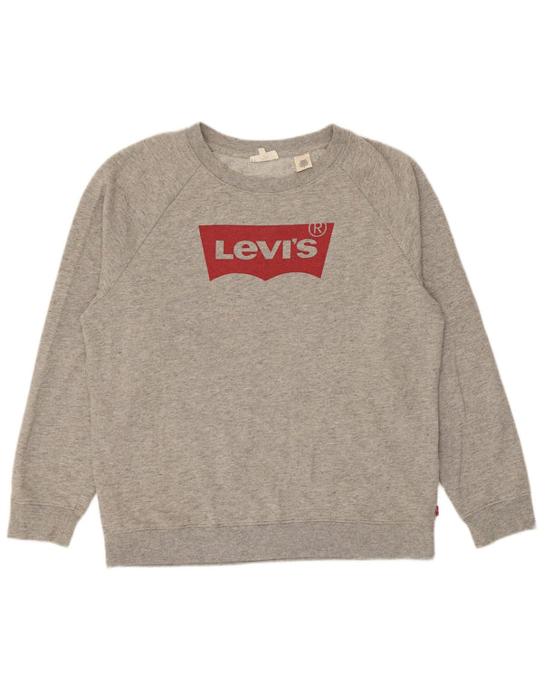 Moletom feminino Levi's com estampa oversized, Reino Unido 14, cinza médio manchado