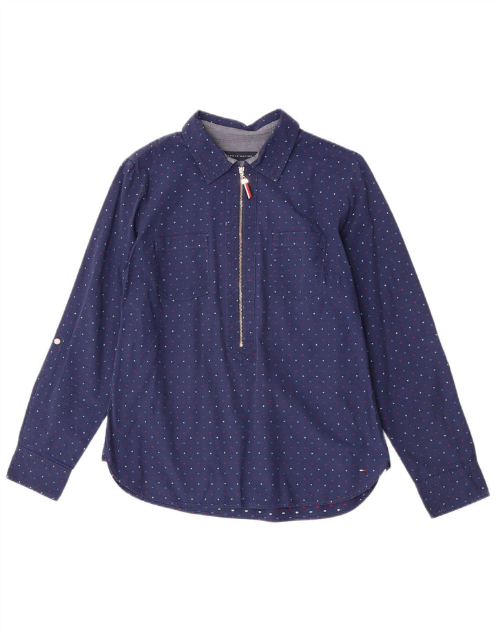 Pulôver feminino Tommy Hilfiger Reino Unido 14 algodão manchado azul marinho médio
