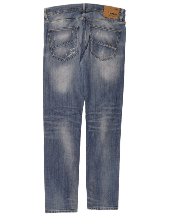 MELTIN' POT Mens Distressed Slim Jeans W32 L34 Blue Cotton