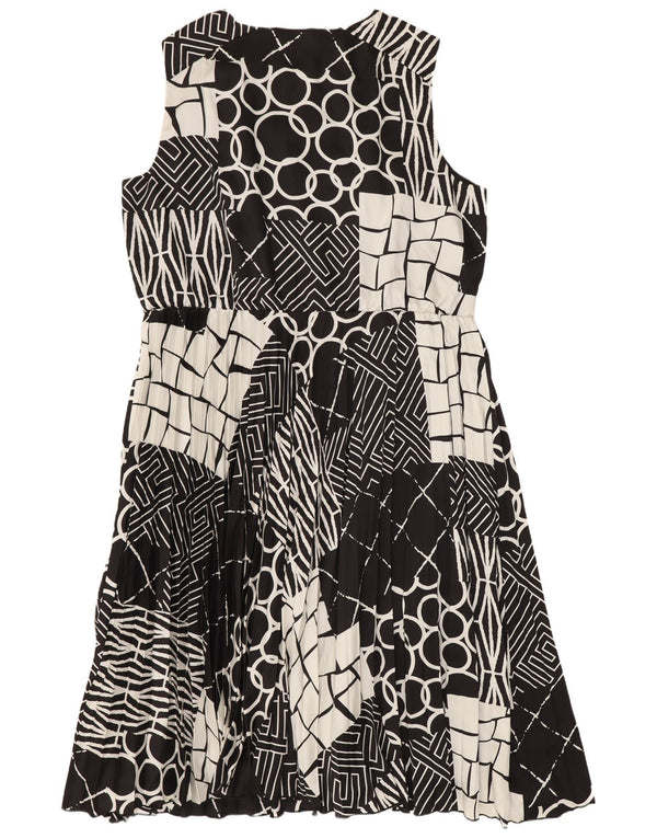 Vestido feminino Joanna Hope sem mangas evasê UK 26 5XL preto geométrico
