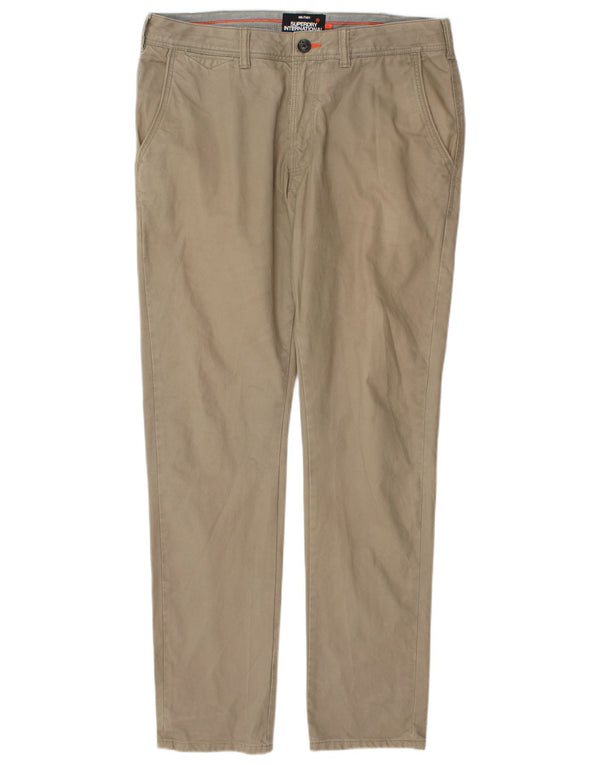 Calça Chino Superdry Masculina Militar Slim W33 L32 Caqui
