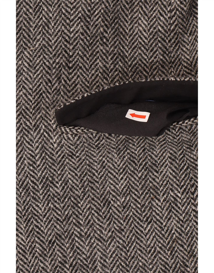 Jaqueta blazer masculina HARRIS TWEED UK 40 grande cinza espinha de peixe clássico
