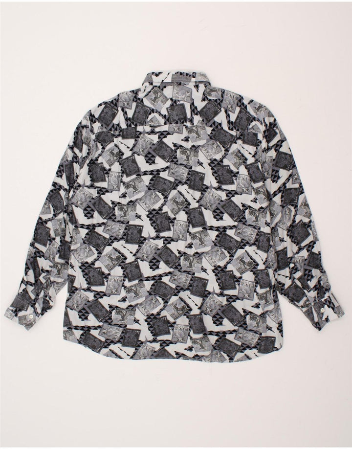 VINTAGE Mens Shirt Large Grey Patchwork Viscose Vintage Vintage and Second-Hand Vintage from Messina Hembry 