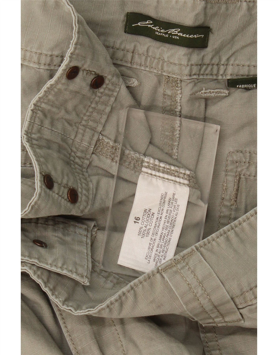 EDDIE BAUER Womens Seattle Cargo Capri Trousers US 16 2XL W38 L23 Khaki Vintage Eddie Bauer and Second-Hand Eddie Bauer from Messina Hembry 