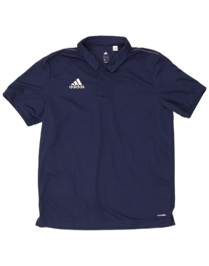 Camisa polo masculina Adidas Climalite grande poliéster azul marinho