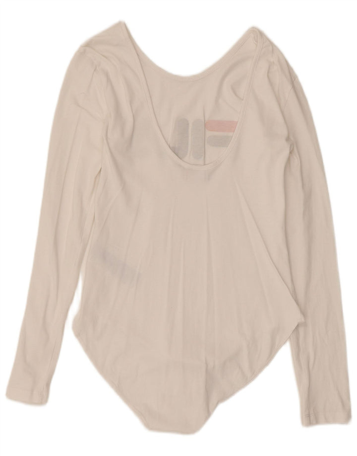 Fila Body feminino gráfico de manga comprida UK 12 médio off white algodão