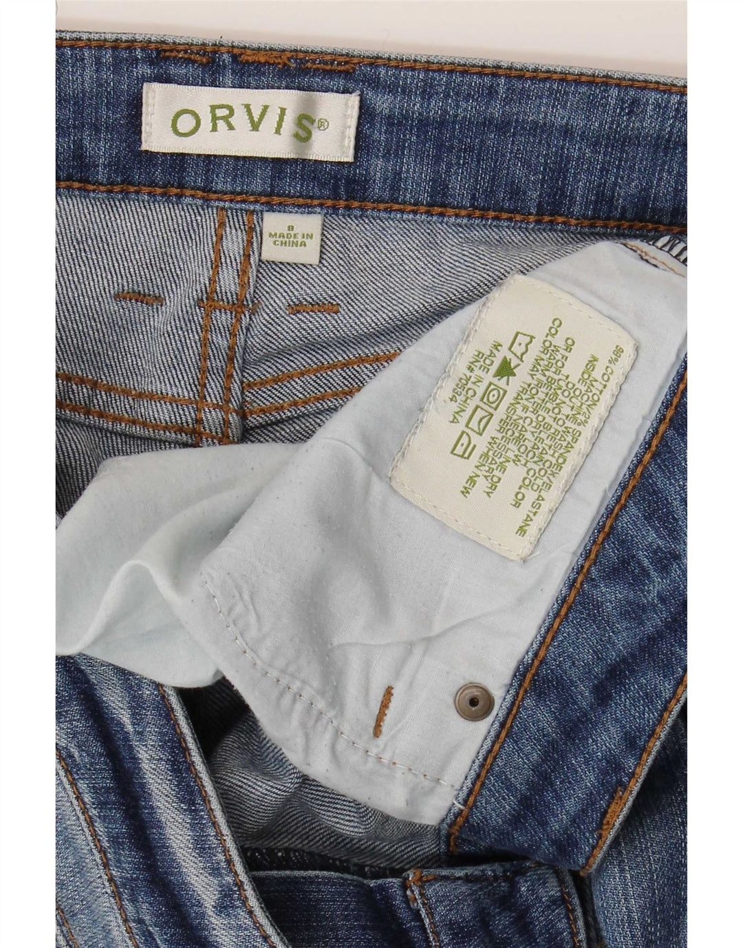 Orvis Jeans Slim Feminino US 8 Médio W34 L30 Azul Algodão