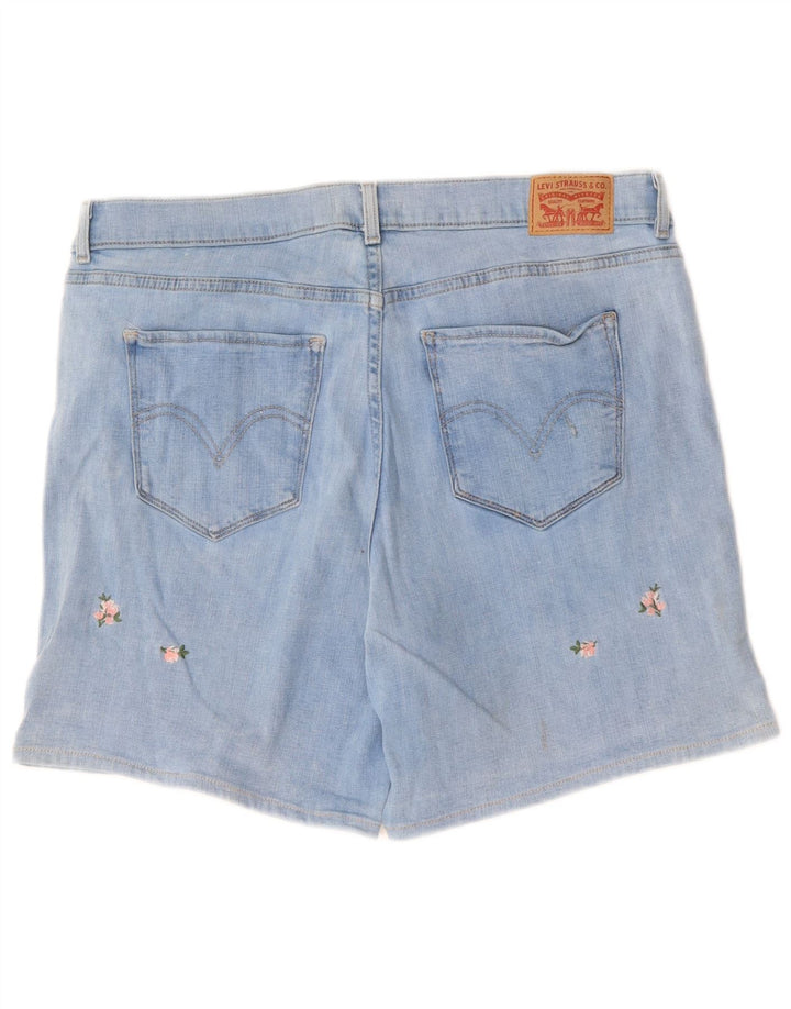Shorts jeans clássico feminino LEVI'S W32 grande algodão floral azul
