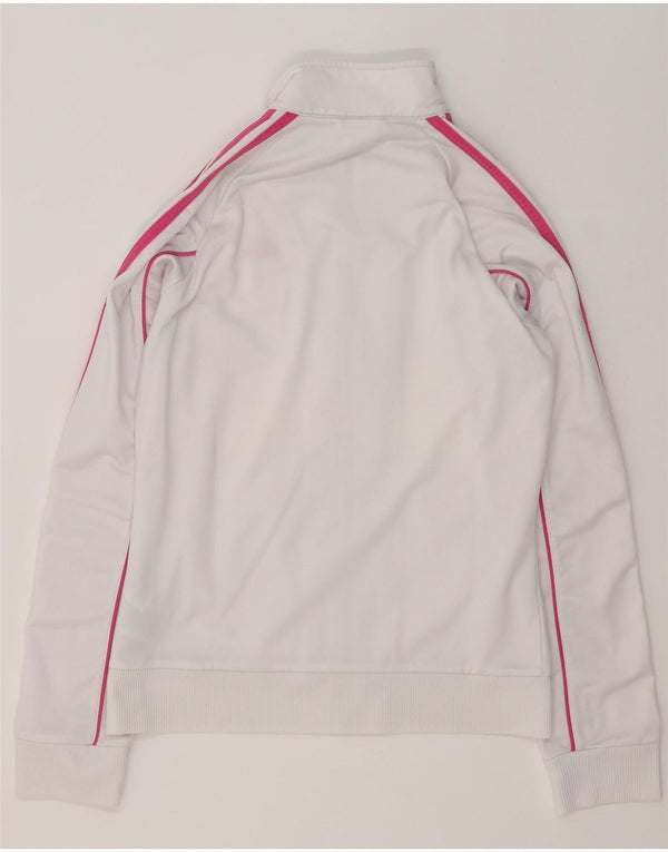 Adidas Womens Tracksuit Top Jacket UK 12 Medium White Colourblock Poliéster