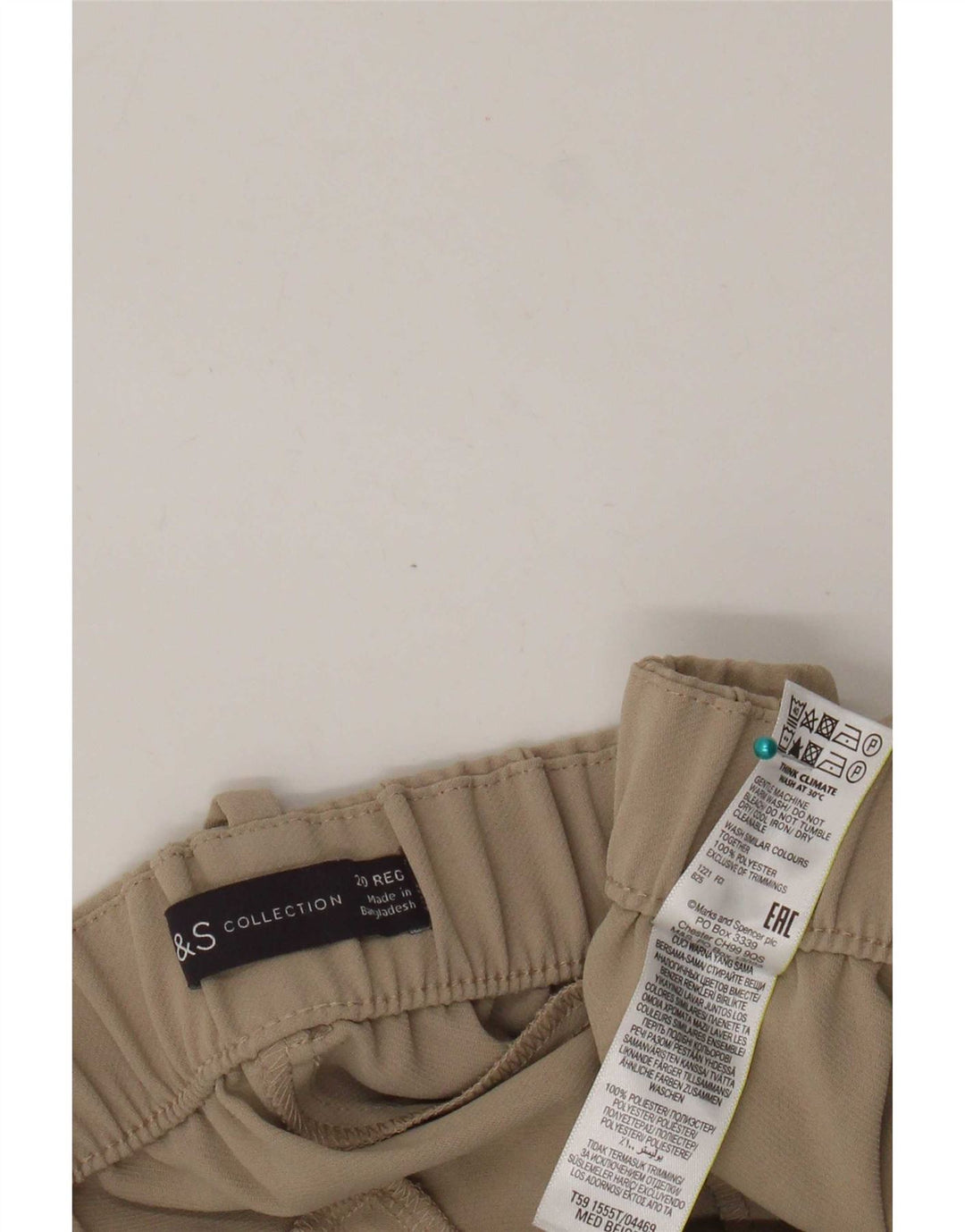 Shorts chino feminino Marks & Spencer Reino Unido 20 2XL W42 poliéster bege