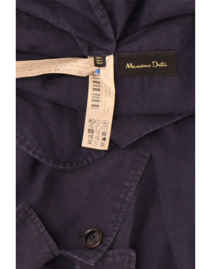 Jaqueta utilitária masculina Massimo Dutti UK 40 grande linho azul marinho