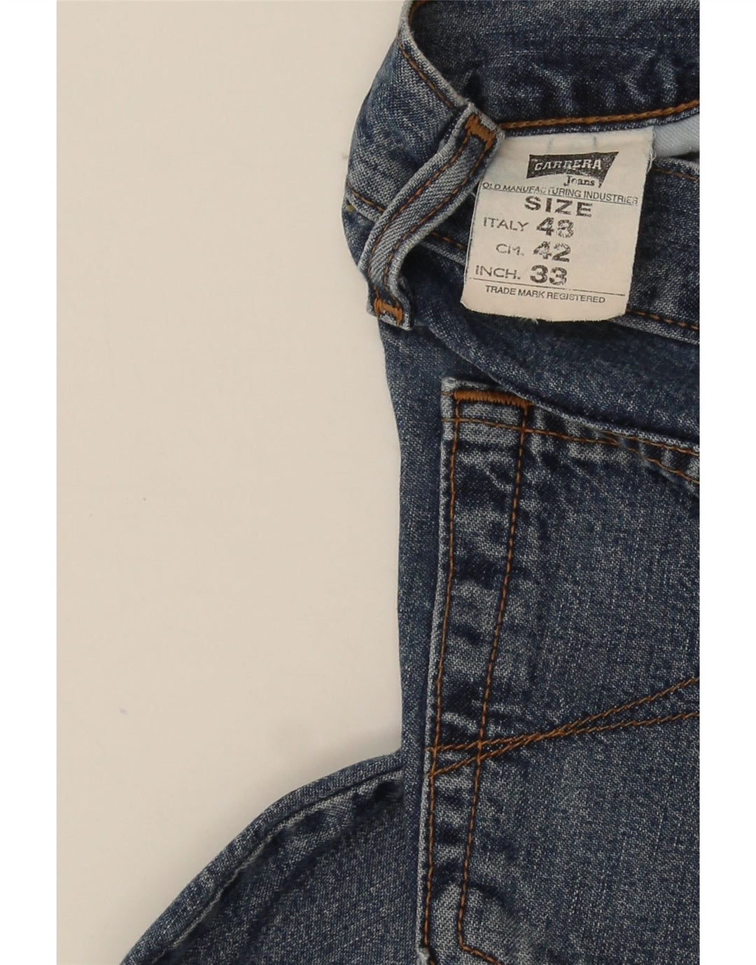 Carrera Mens Straight Jeans W33 L34 Azul Algodão