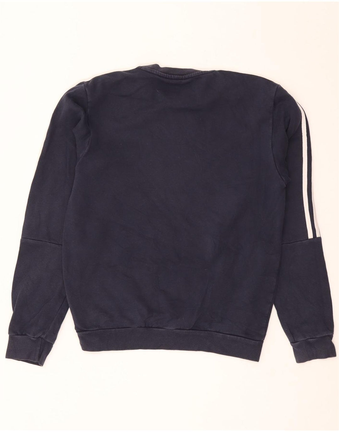 Adidas Mens Moletom Jumper Pequeno Algodão Azul Marinho
