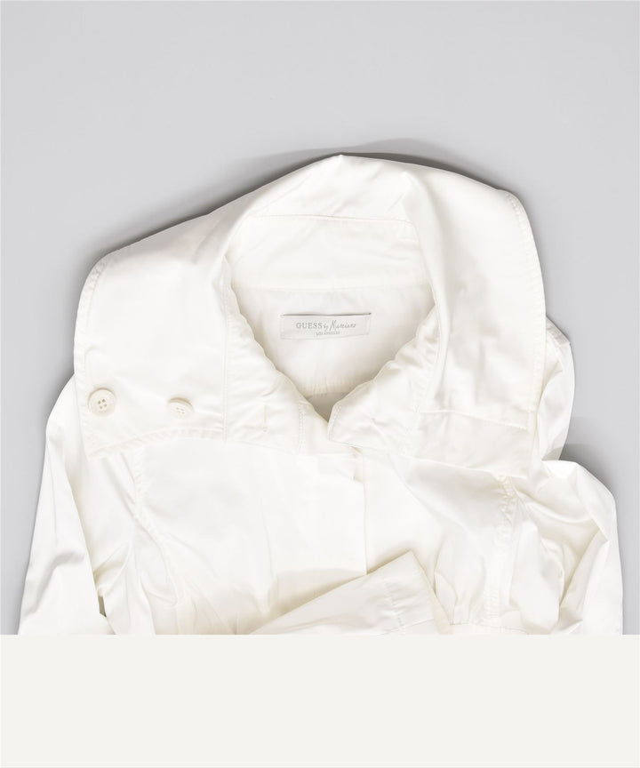 Trench Coat feminino GUESS UK 8 pequeno poliéster branco