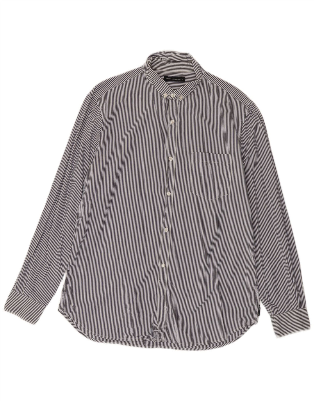 Camisa masculina French Connection grande listra azul marinho