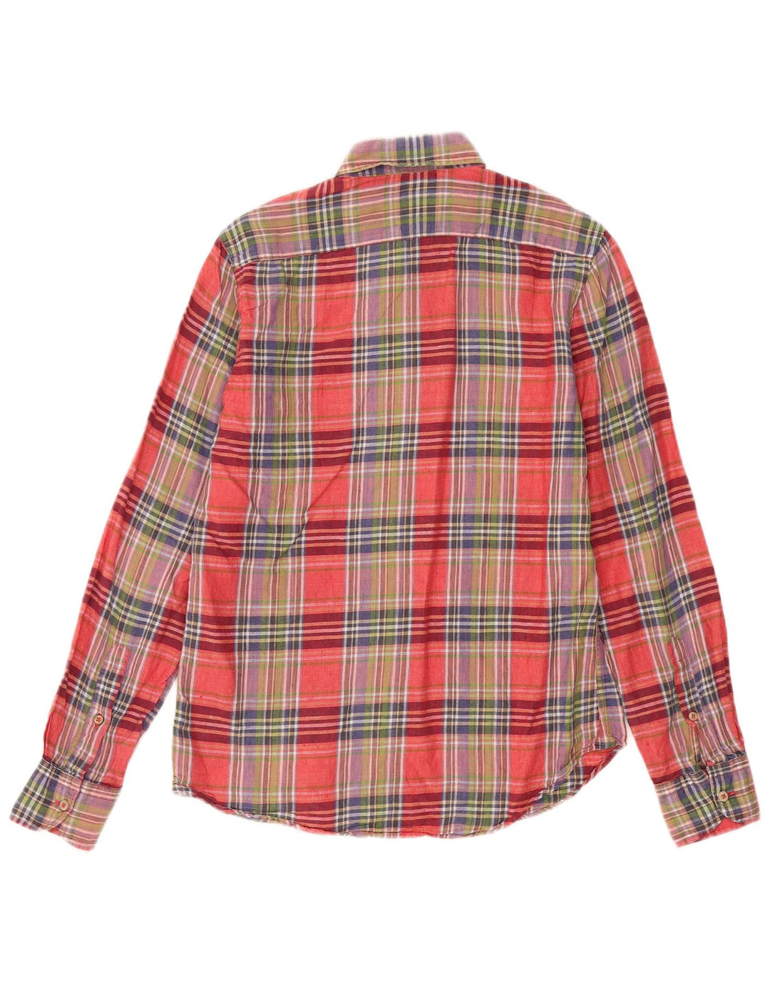 Camisa masculina Massimo Dutti pequena vermelha xadrez linho