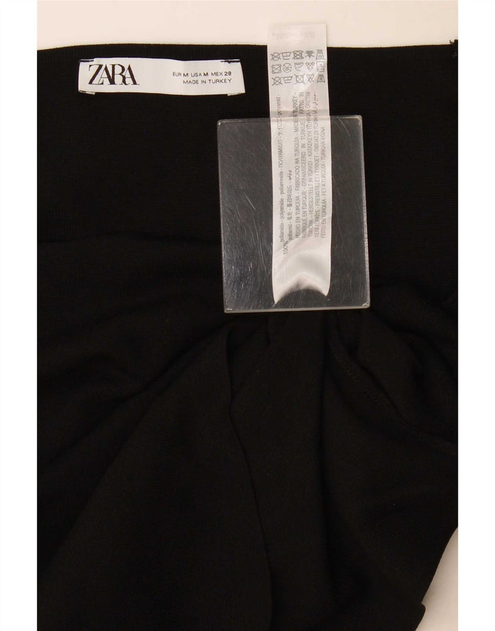 Zara Womens Crop Top UK 14 Médio Preto Poliamida