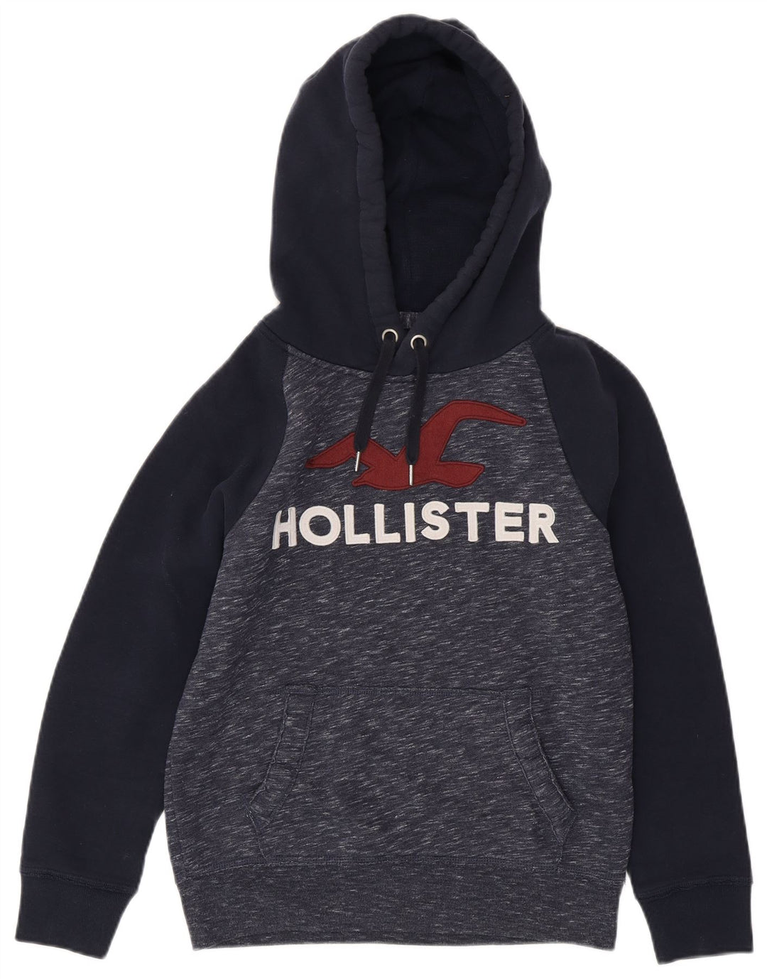 HOLLISTER masculino gráfico moletom com capuz XS azul marinho algodão colorblock