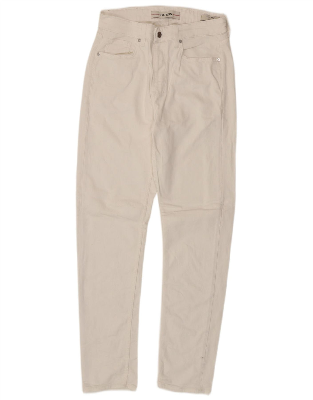 Calça jeans feminina GUESS com ajuste relaxado W29 L31 algodão branco