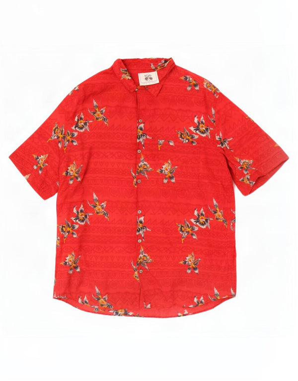 Camisa masculina de manga curta De Pietri IT 52 grande algodão floral vermelho