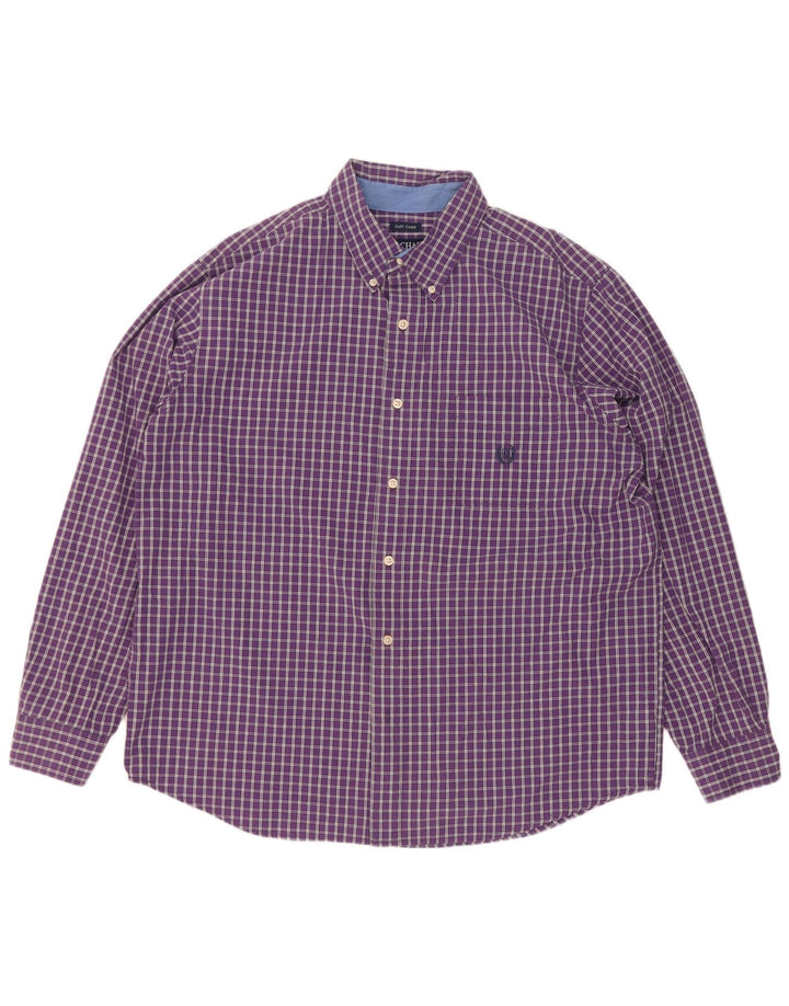 Camisa masculina Chaps Easy Care XL roxo xadrez algodão