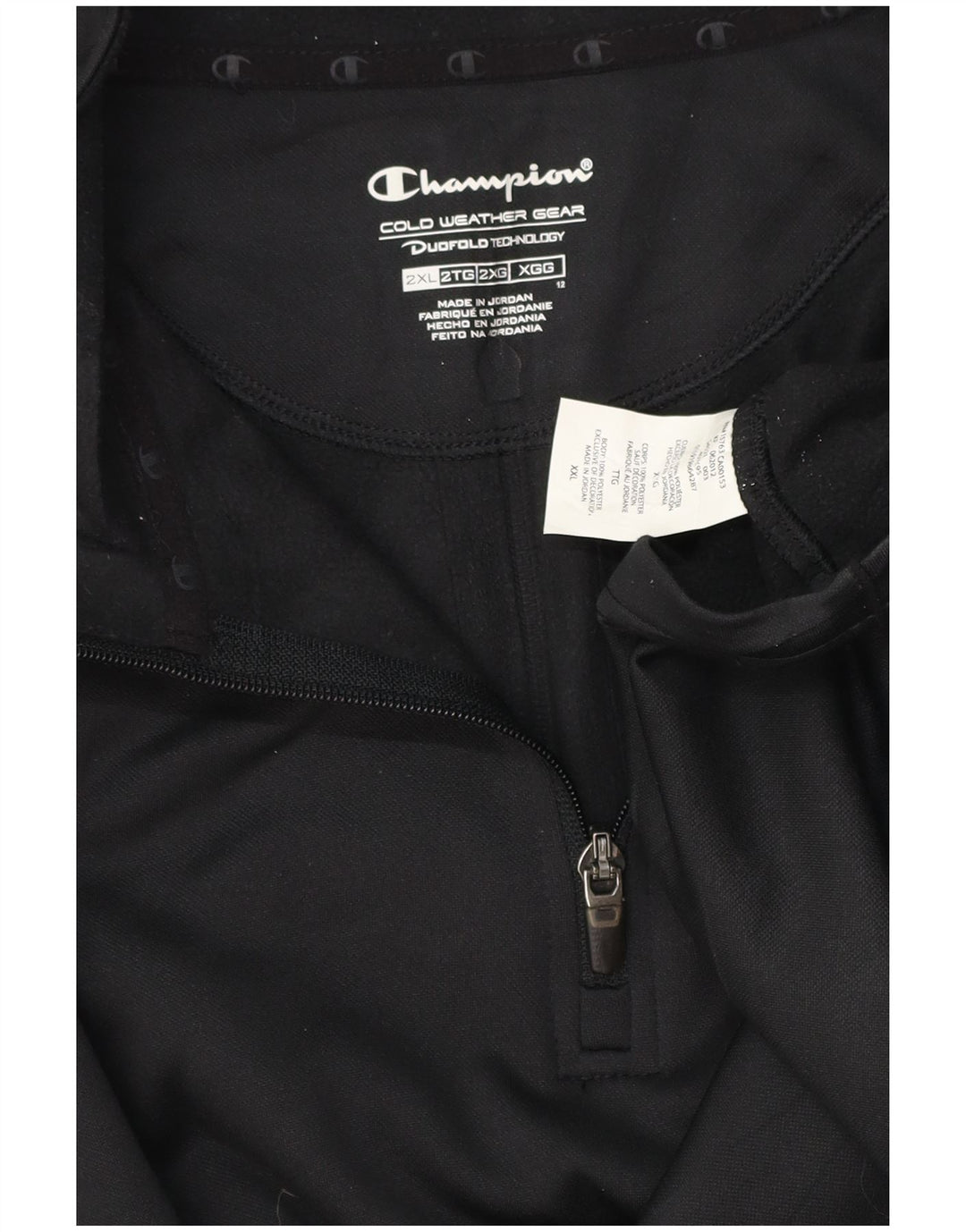 CHAMPION Pulôver masculino com zíper e gola em poliéster manchado preto 2XL