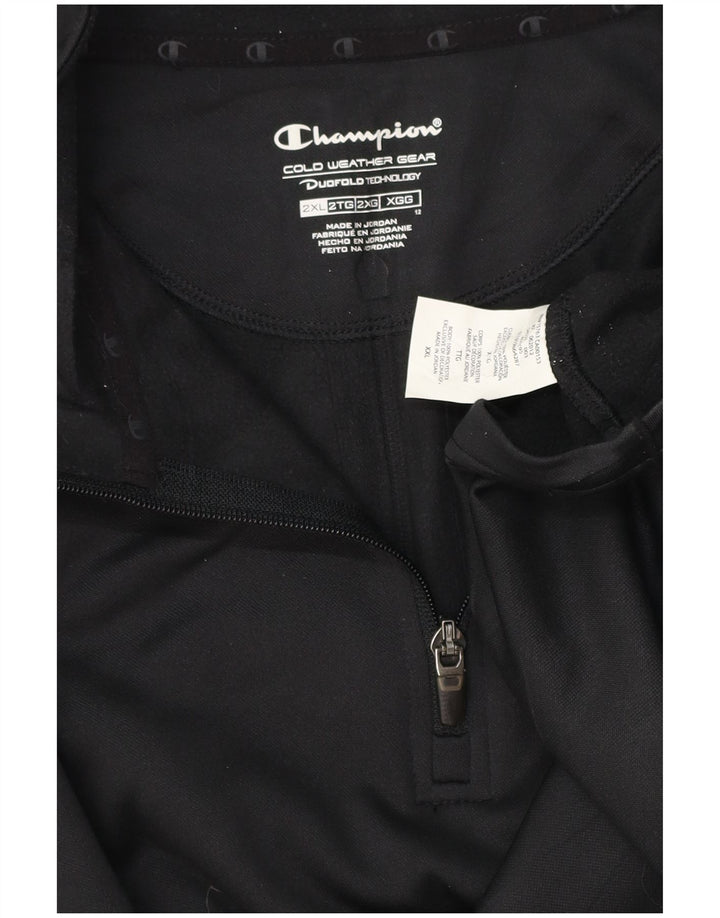 CHAMPION Pulôver masculino com zíper e gola em poliéster manchado preto 2XL
