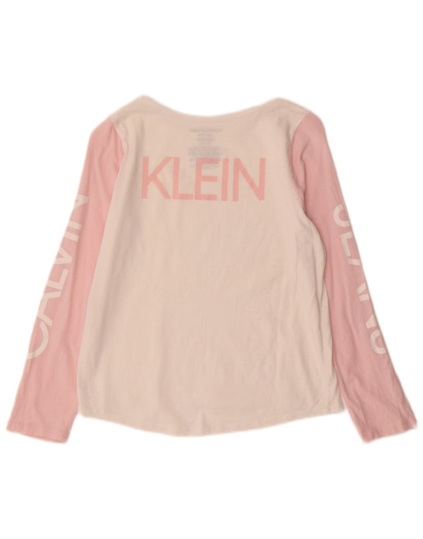 Calvin Klein Jeans Meninas Top gráfico manga comprida 12-13 anos grande branco