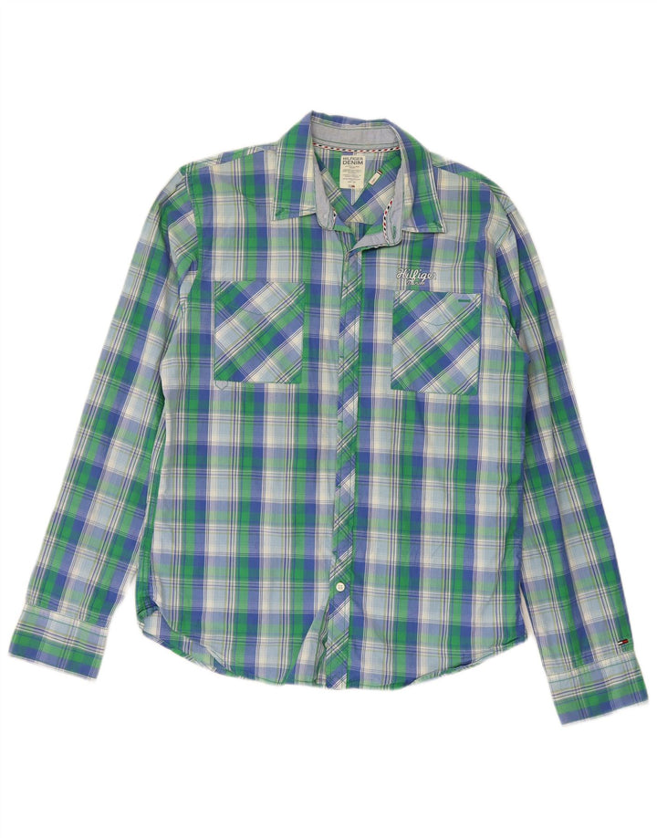 Camisa masculina TOMMY HILFIGER grande algodão xadrez multicolorido