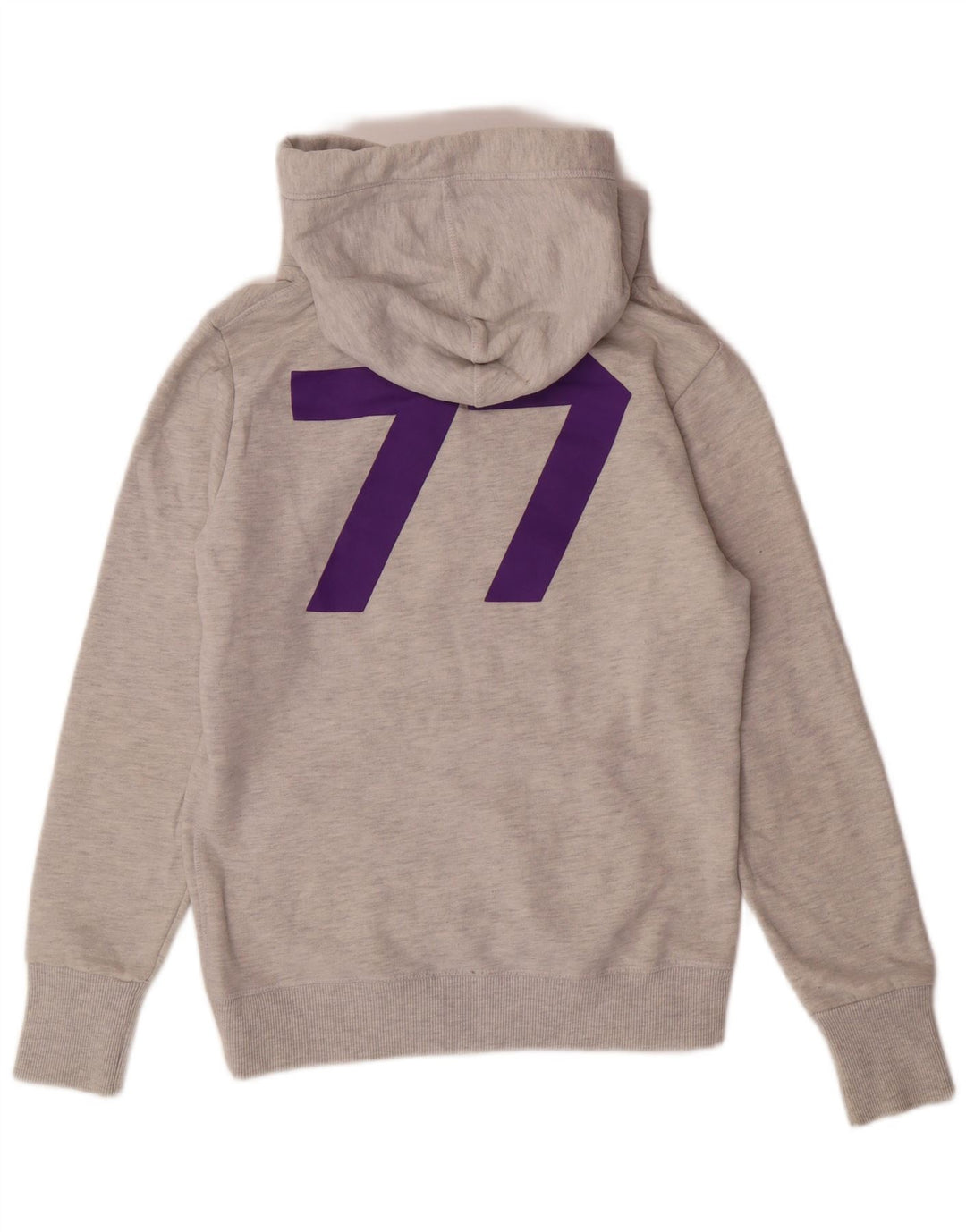 Superdry feminino gráfico moletom com capuz UK 12 algodão cinza médio