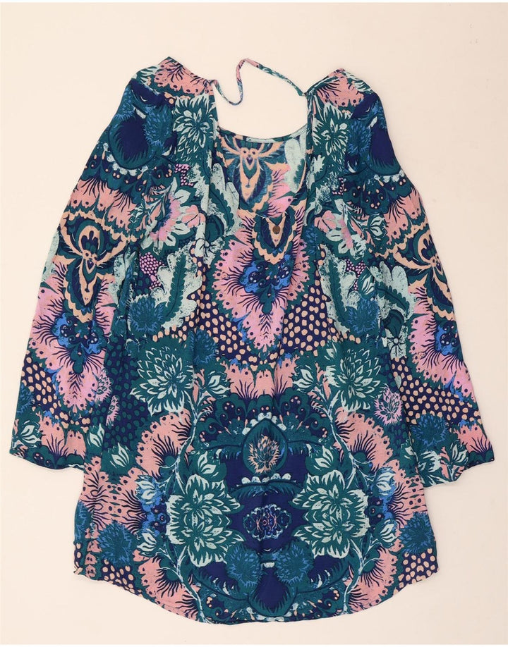 Vestido túnica feminino de manga comprida BILLABONG Reino Unido 12 médio floral multicolorido