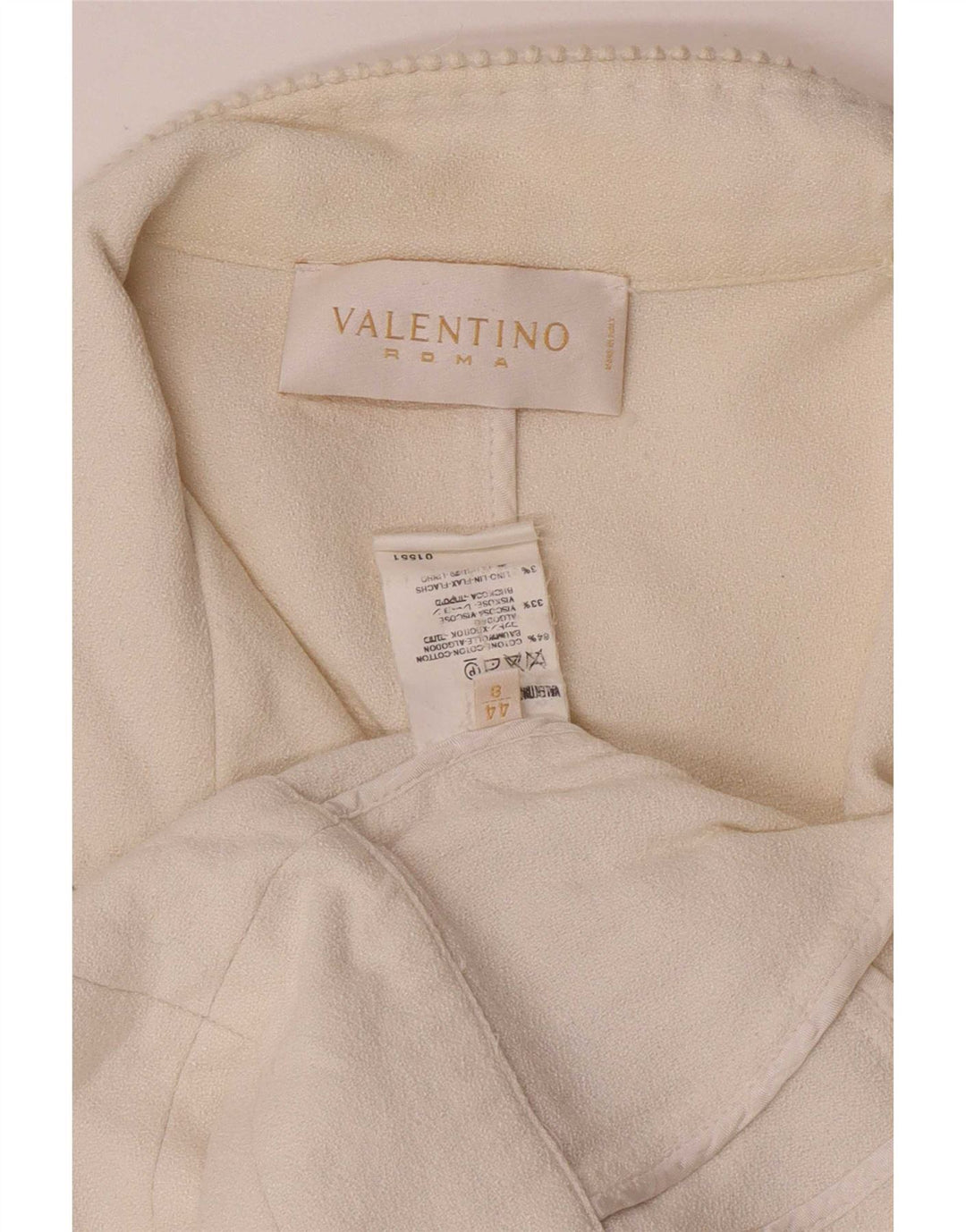 Jaqueta Blazer Feminina Valentino Crop 1 Botão IT 44 Médio Off White Algodão