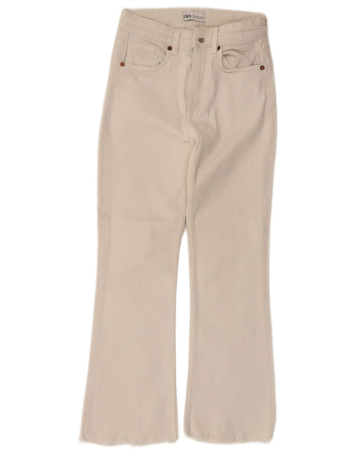Zara Jeans feminino queimado EU 36 XS W26 L25 algodão branco