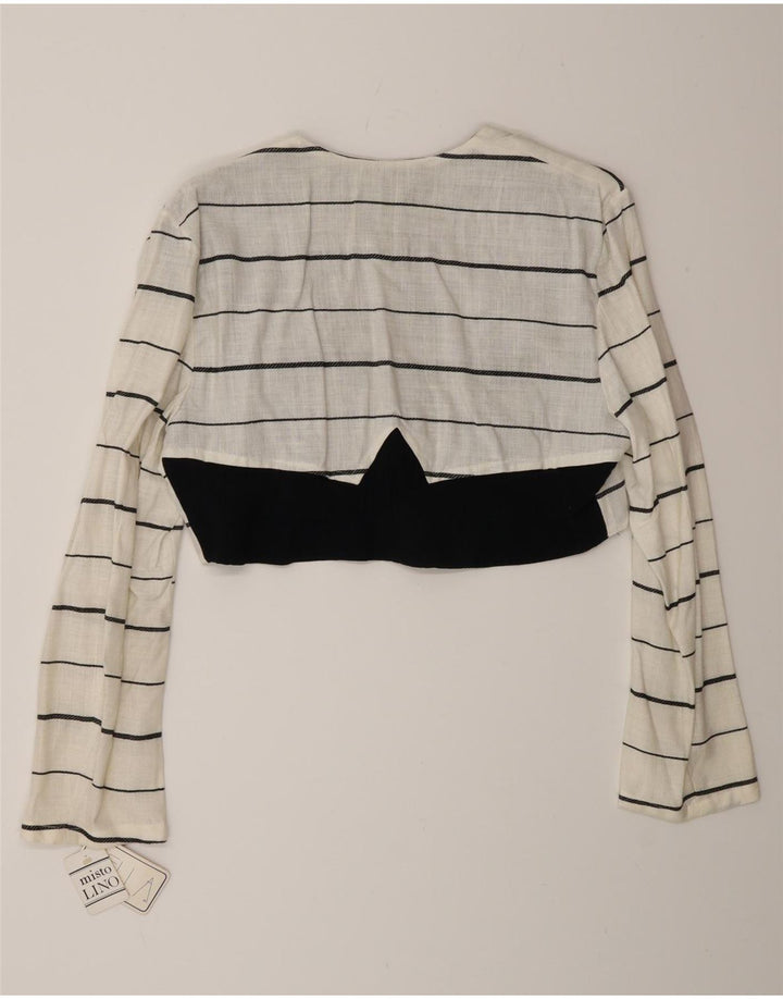 Bolero feminino vintage com peito duplo IT 44 listrado branco médio