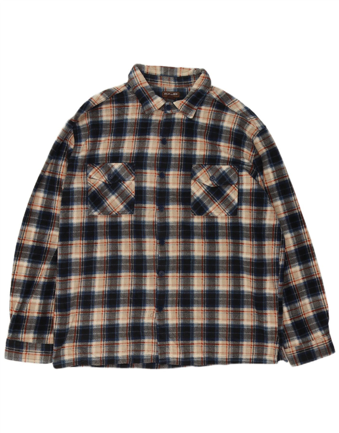 Camisa masculina de lã ATLAS FOR MEN 3XL poliéster xadrez azul