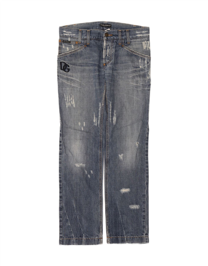 Dolce & Gabbana Mens Distressed Straight Jeans IT 48 Médio W32 L33 Azul