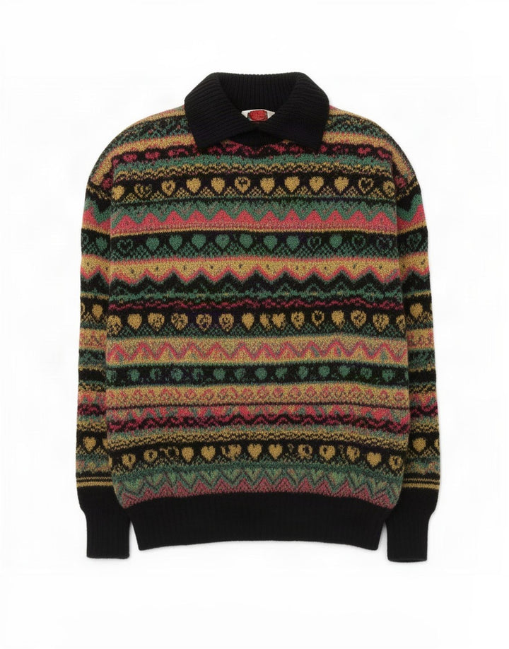 Suéter feminino Benetton com gola polo IT 46 grande multicolorido
