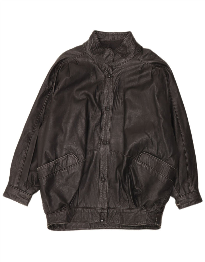 Jaqueta de couro feminina vintage UK 20 2XL couro preto